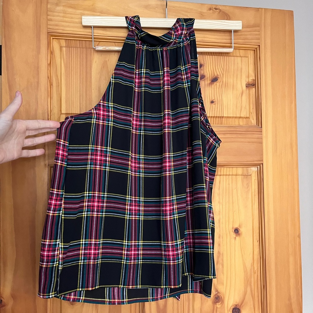 NWOT J Crew Factory Tartan Plaid Halter Blouse